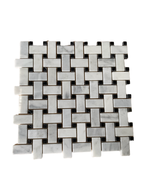 Carrara white marble basket weave mosaic tile