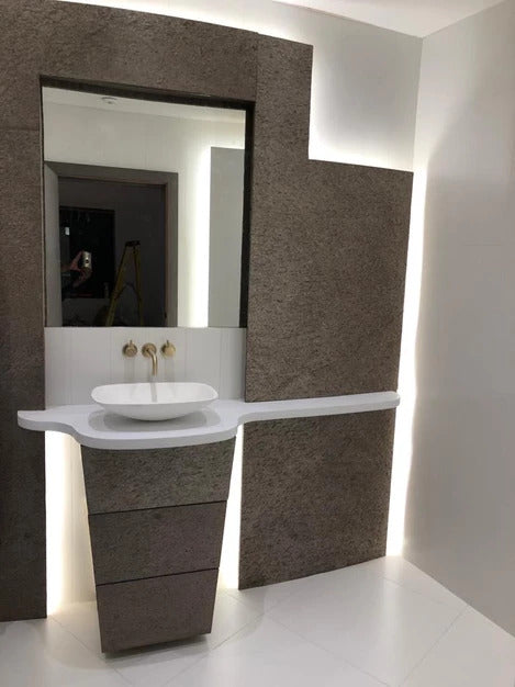 Auro slate veneer wall and vanity cladding in bathroom