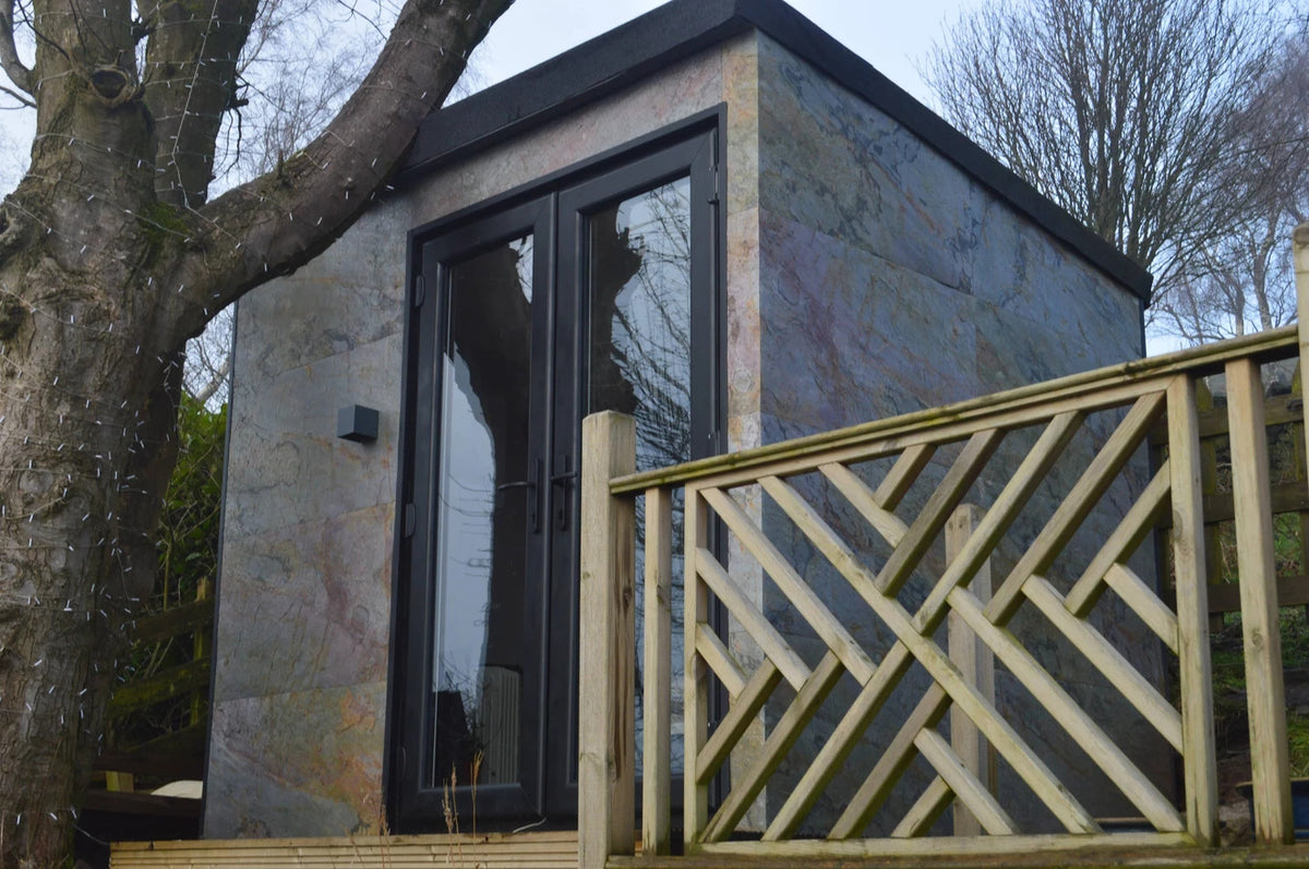 Burning Forest slate veneer exterior cladding on contemporary building