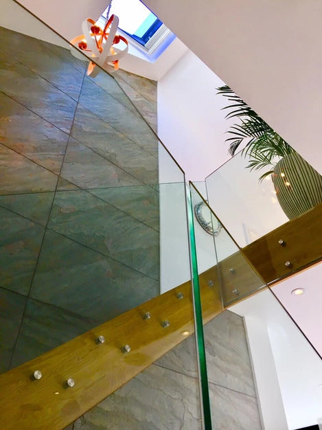 Burning Forest slate veneer on tall interior feature wall