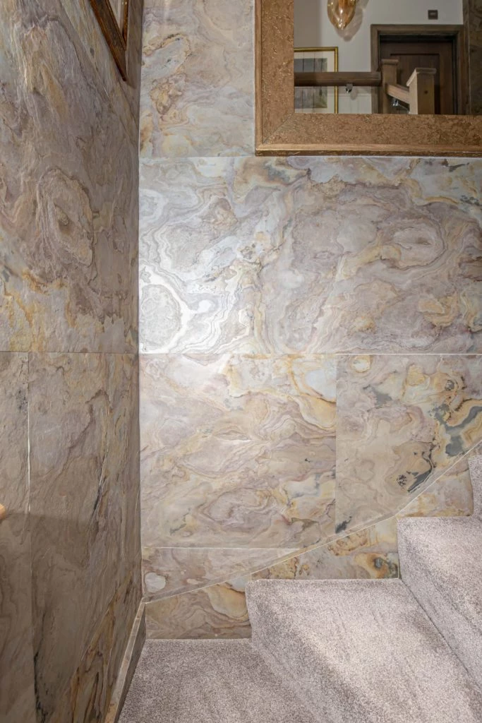 Falling Leaves natural stone veneer staircase feature wall