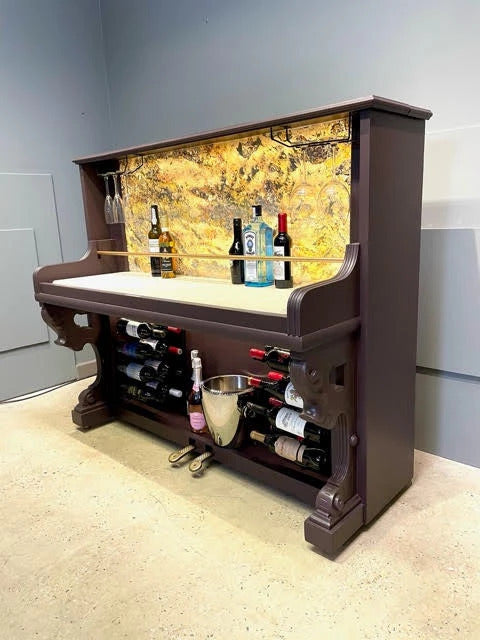 Backlit Falling Leaves translucent stone veneer home bar