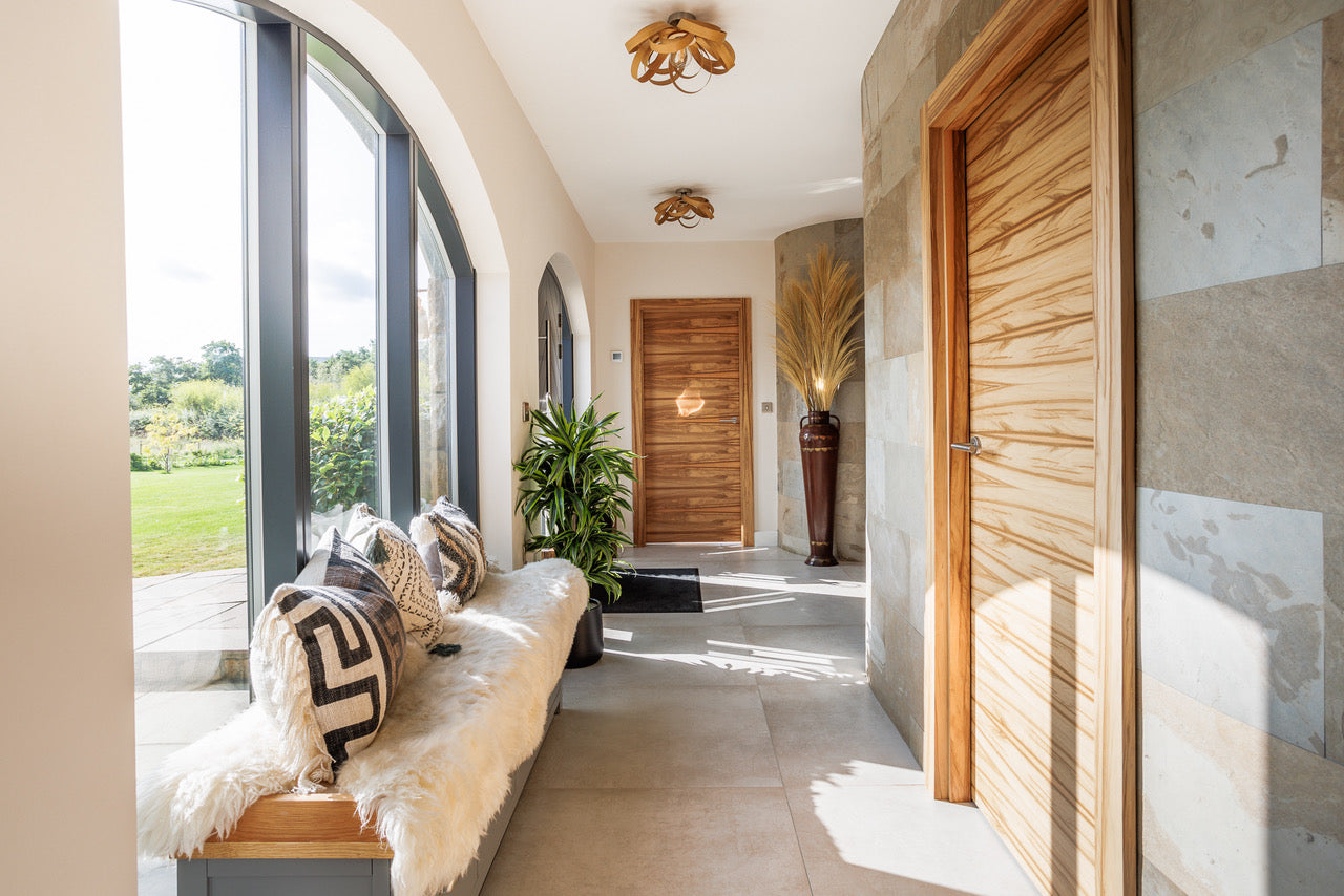 Tan slate veneer feature wall