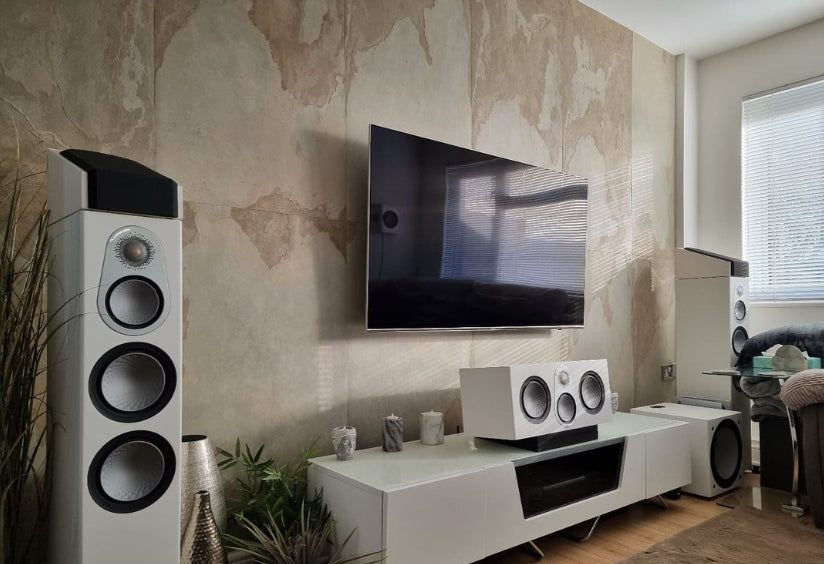 tan slate veneer media wall