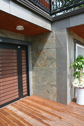 Argento Auro slate veneer external feature wall