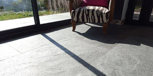 Silver grey slate veneer flooring