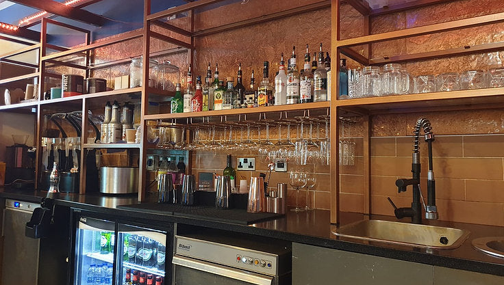 Copper metal veneer feature wall