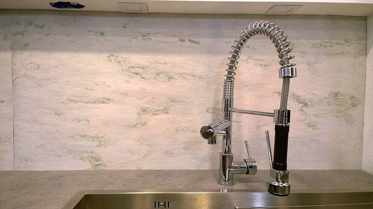 Ice Pearl limestone veneer kitchen walls