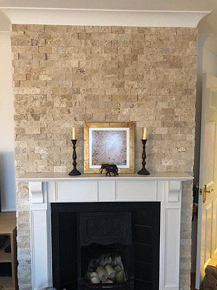 Rustic travertine split face cladding tiles