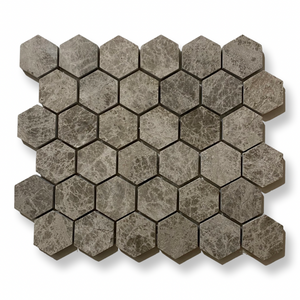 Silver shadow marble hexagon mosaic tile