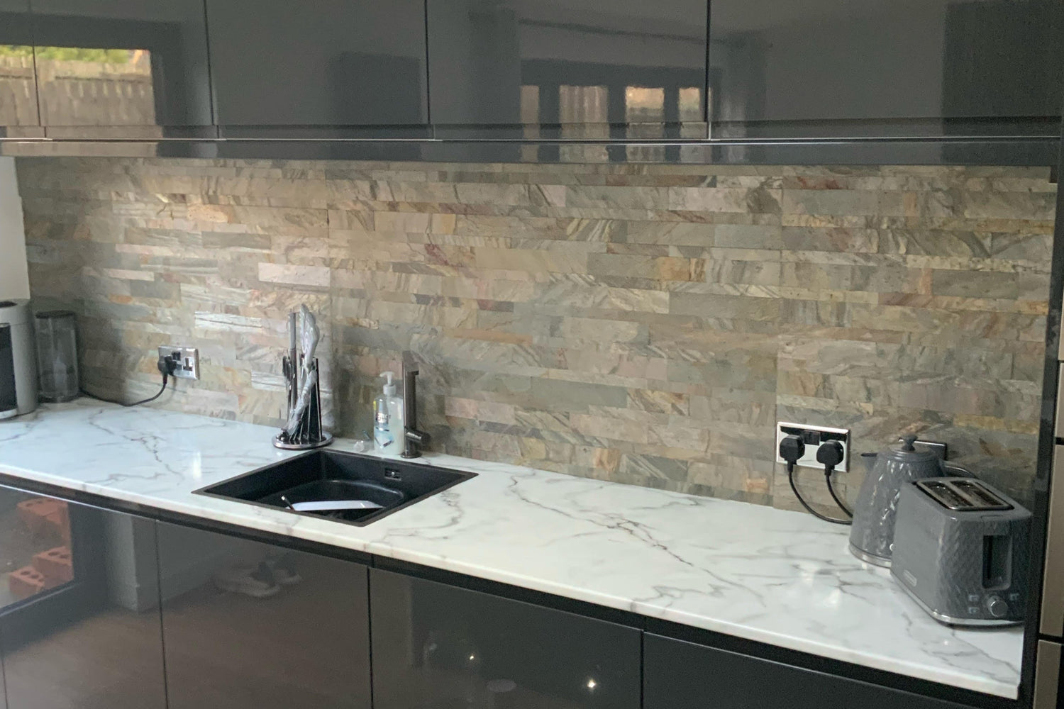 Burning Forest multi brick slate veneer brick pattern slate sheets kitchen back splash