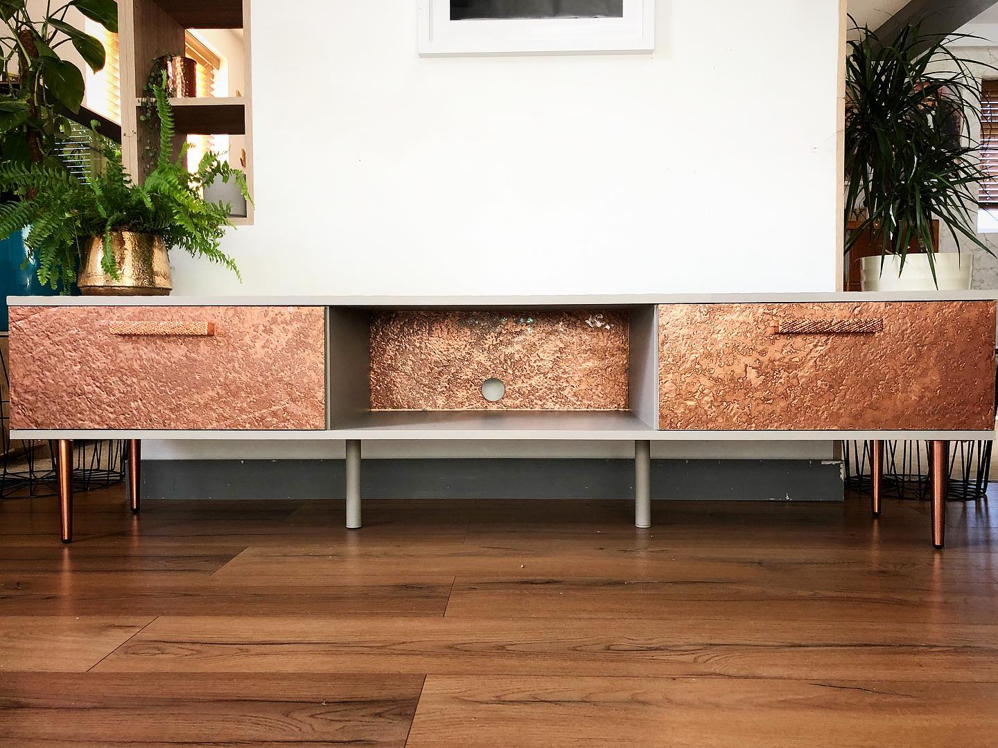 Copper metal veneer furniture doors