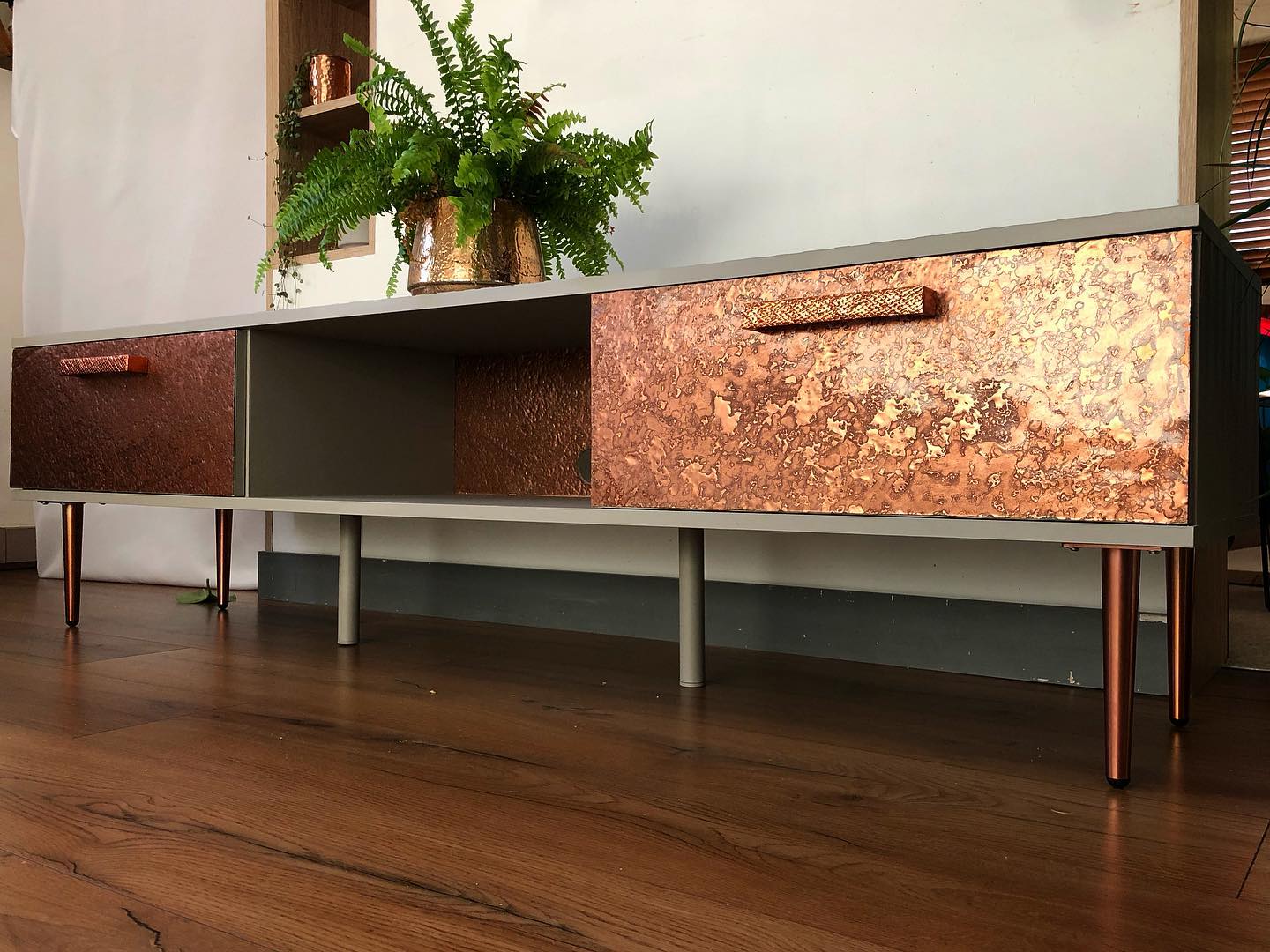 Copper metal veneer furniture doors