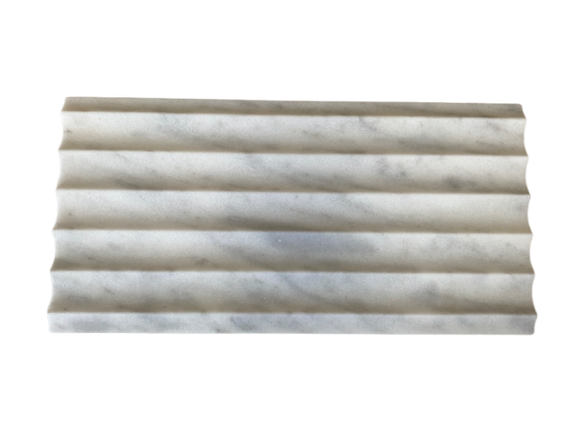 Carrara White Marble Fluted 600 x 300mm Tile
