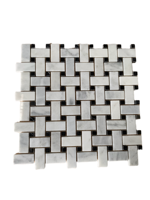 Carrara white marble basket weave mosaic tile