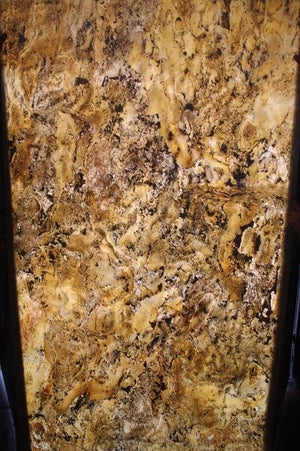 x1 Falling Leaves Translucent 240 x 120cm slate veneer sheet with damage at one end.