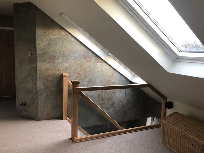 Argento Auro slate veneer feature wall in contemporary interior