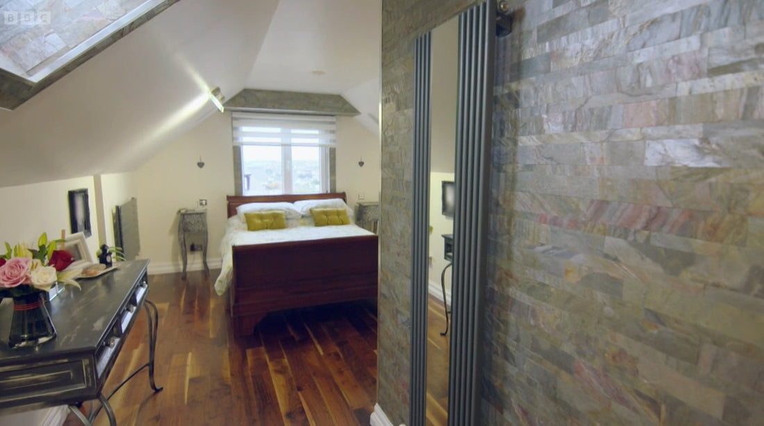 Burning Forest Multi Brick stone cladding feature wall in BBC Escape to the Country bedroom