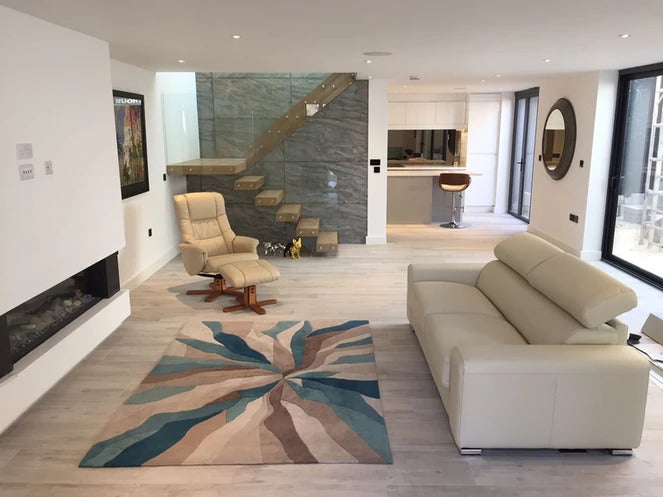 Burning Forest slate veneer feature wall in contemporary living room