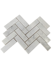 Carrara white marble herringbone mosaic