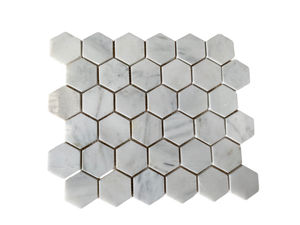 Carrara white marble hexagon mosaics