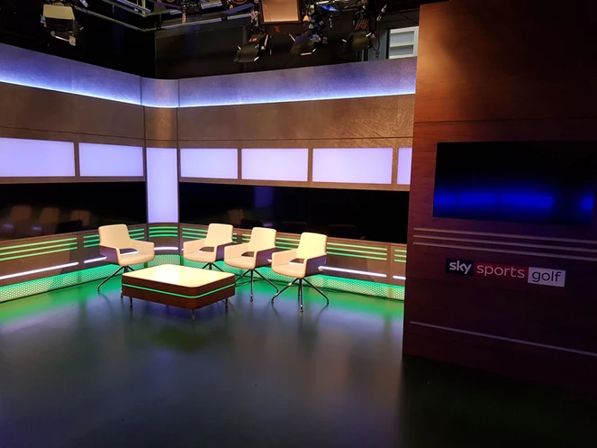 Galaxy Black slate veneer wall cladding in Sky Sports studio set