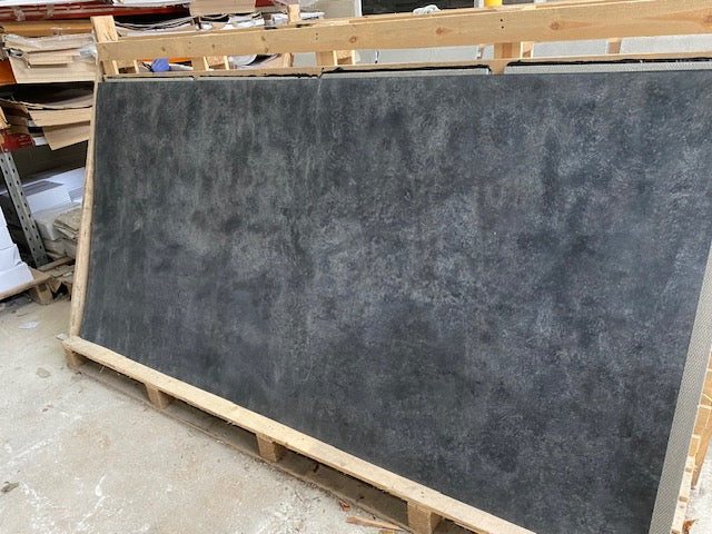 X1 Dark Blue Grey Concrete 244 x 122cm Limestone Veneer Sheet With Damaged Corner & Edges