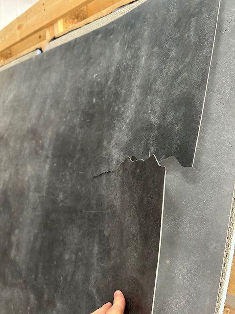 X1 Dark Blue Grey Concrete 244 x 122cm Limestone Veneer Sheet With Damaged Corner & Edges