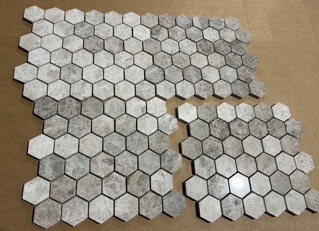 Silver Shadow Marble Hexagon Mosaic