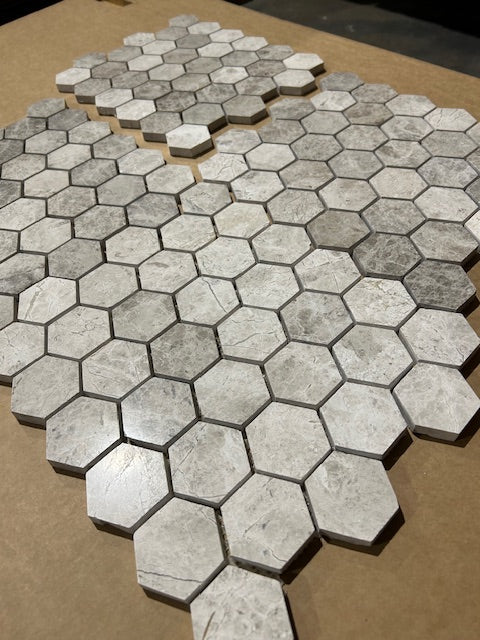 Silver Shadow Marble Hexagon Mosaic