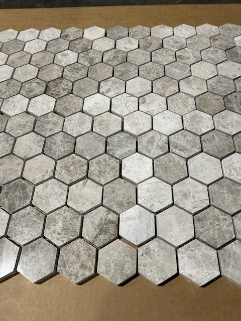 Silver Shadow Marble Hexagon Mosaic
