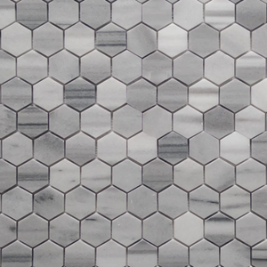 x6 Boxes (5.2 sq mtrs) of Vista White Marble Hexagon Mosaic Tiles