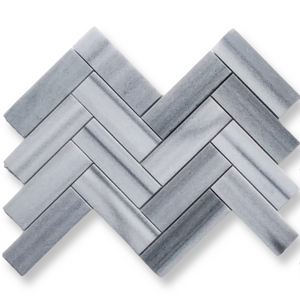 x16 Vista White marble Herringbone Mosaic tiles END OF LINE