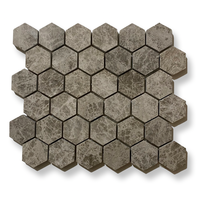 x6 Boxes (5.2 sq mtrs) of Silver Shadow Marble Hexagon Mosaic Tiles