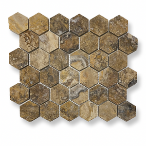 x17 Scabos Travertine Hexagon Mosaic tiles END OF LINE