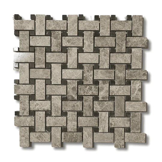 x6 Boxes (5.58 sq mtrs) of Silver Shadow Marble Basket Weave Tiles