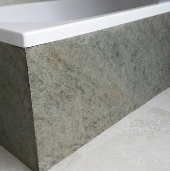 Mare slate veneer cladding on contemporary bath panel