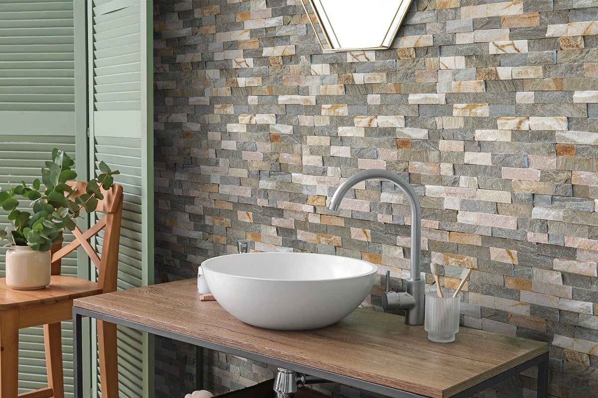 Oyster Natural Quartzite 40 x 10cm Split face Cladding Sheet