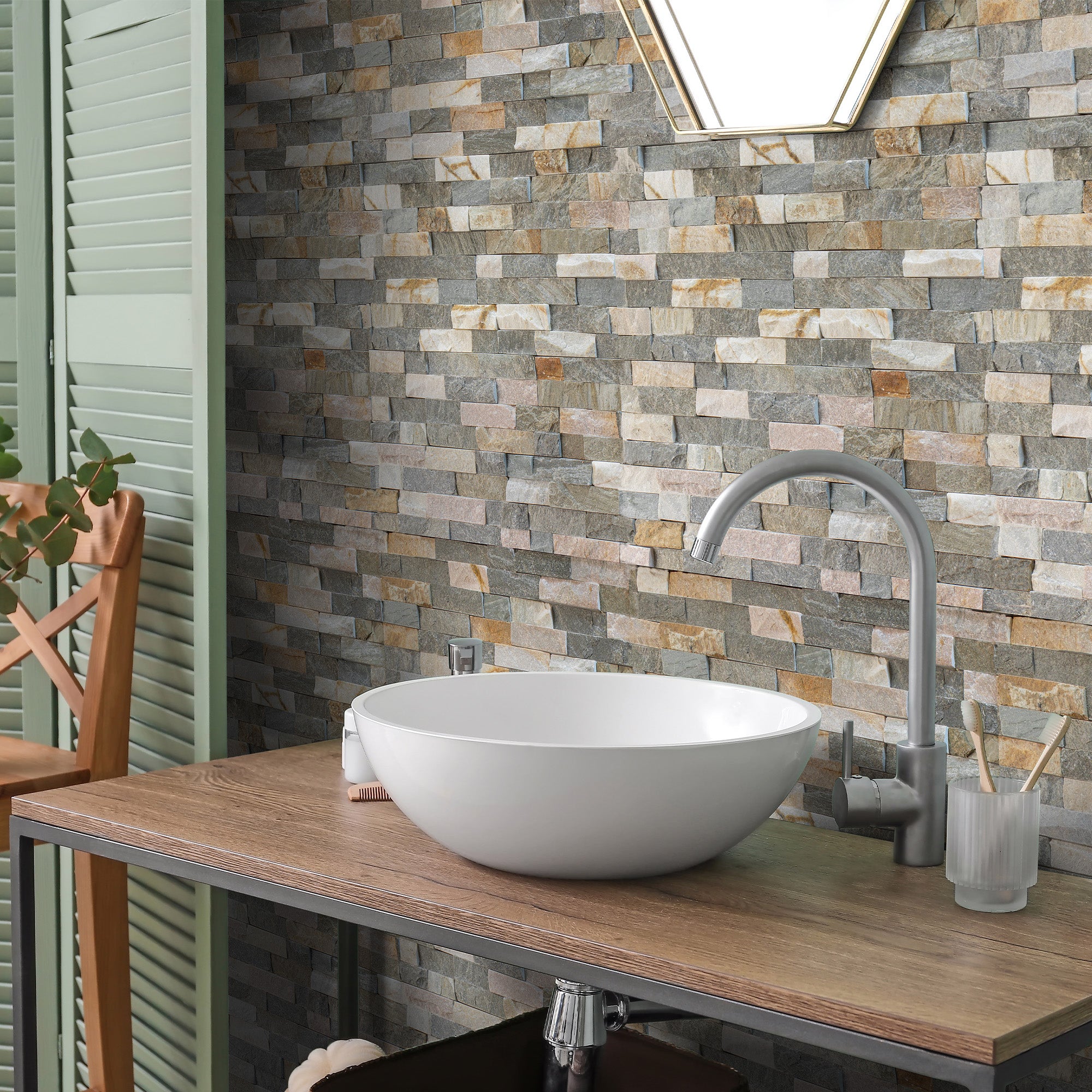 Oyster Natural Quartzite 40 x 10cm Split face Cladding Sheet