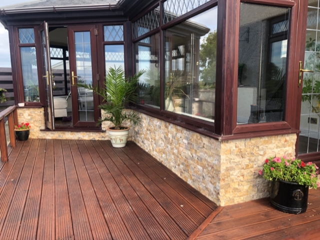 Scabos Multi Colour split face cladding on exterior wall