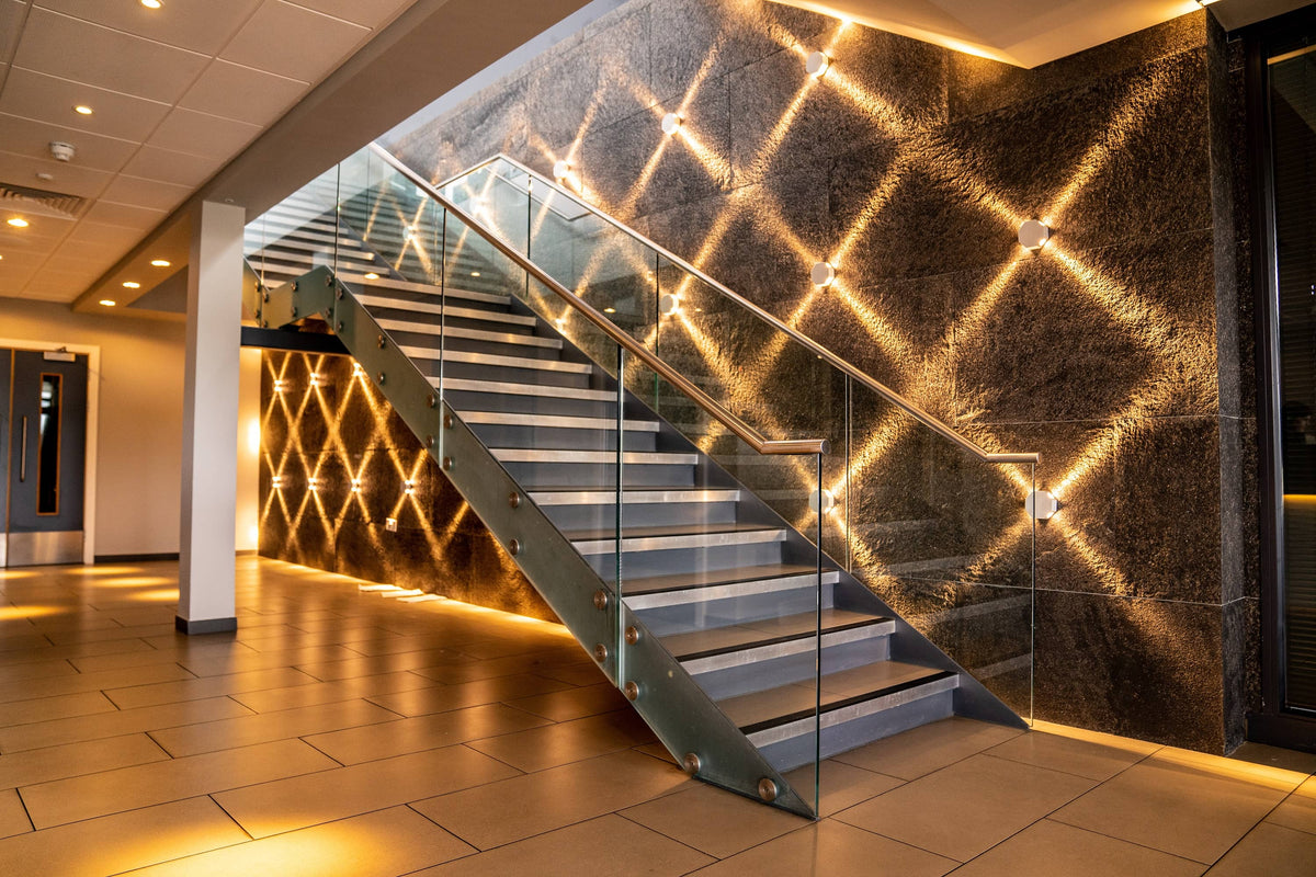 Black Pearl natural stone veneer staircase feature wall