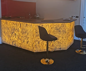 Caldera Gold translucent slate veneer bar 