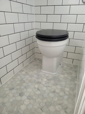 Carrara white marble hexagon mosaics floor