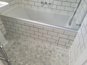 Carrara white marble hexagon mosaics floor