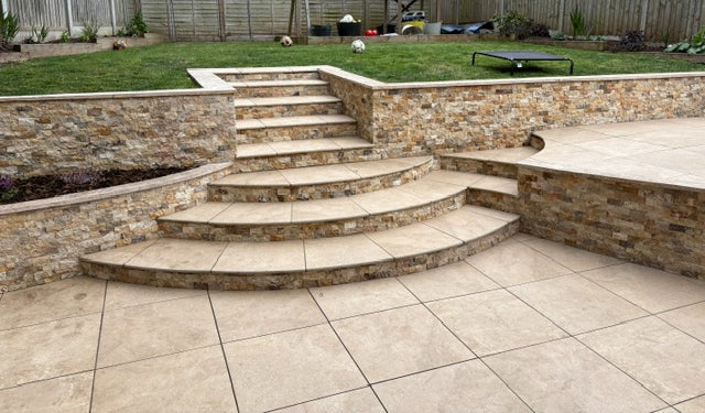 Scabos Multi Colour Travertine 5 x 10cm Split Face Cladding 30.5 x 30.5cm Sheet