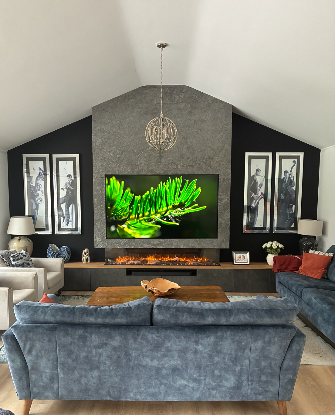 matrix stone veneer living room media wall 