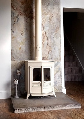 Falling Leaves slate veneer fireplace feature wall