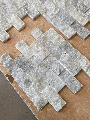 White marble split face cladding natural stone tile 