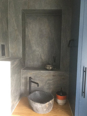 Rubio Color slate veneer bathroom feature wall