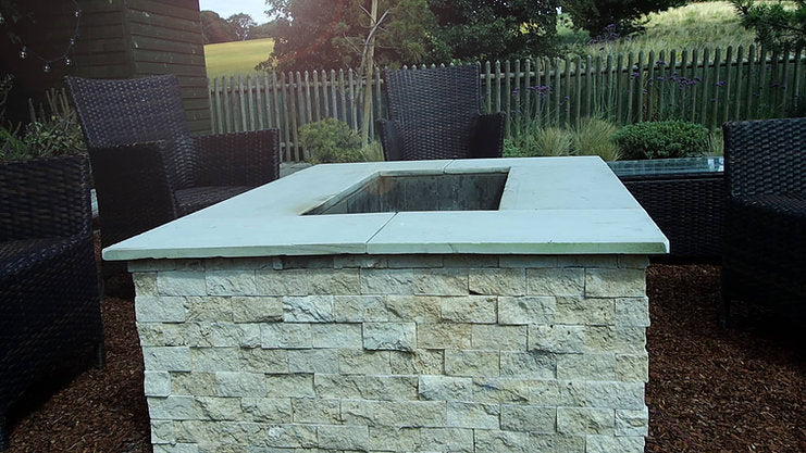 Classic travertine split face cladding natural stone tile fire pit cladding